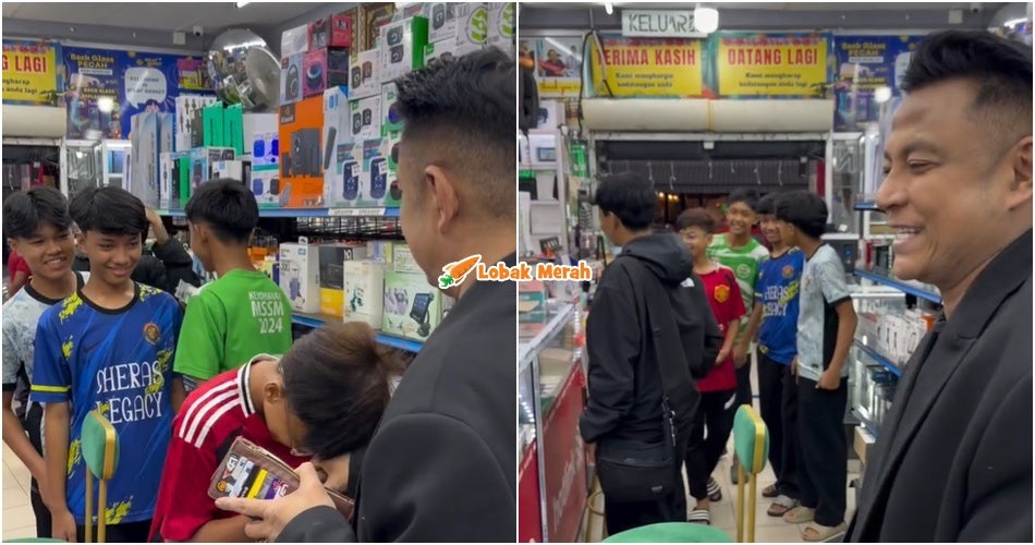 Terserempak Di Kedai Gajet, Sekumpulan Remaja Teruja Dapat Duit Raya Dari Pak Nil