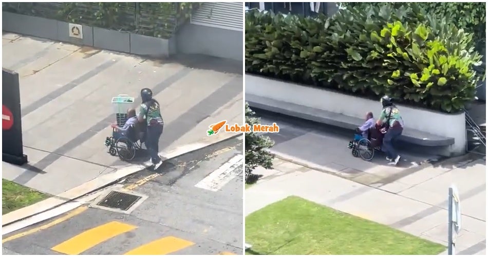 “Semoga order tak berhenti masuk” – Netizen Terharu Tengok Food Rider Bantu Pakcik OKU Di Tengah Jalan