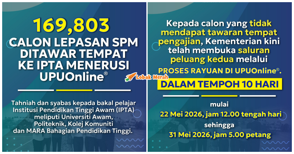 Lebih 169,000 Lepasan SPM Berjaya Dapat Tempat IPTA Menerusi UPUOnline