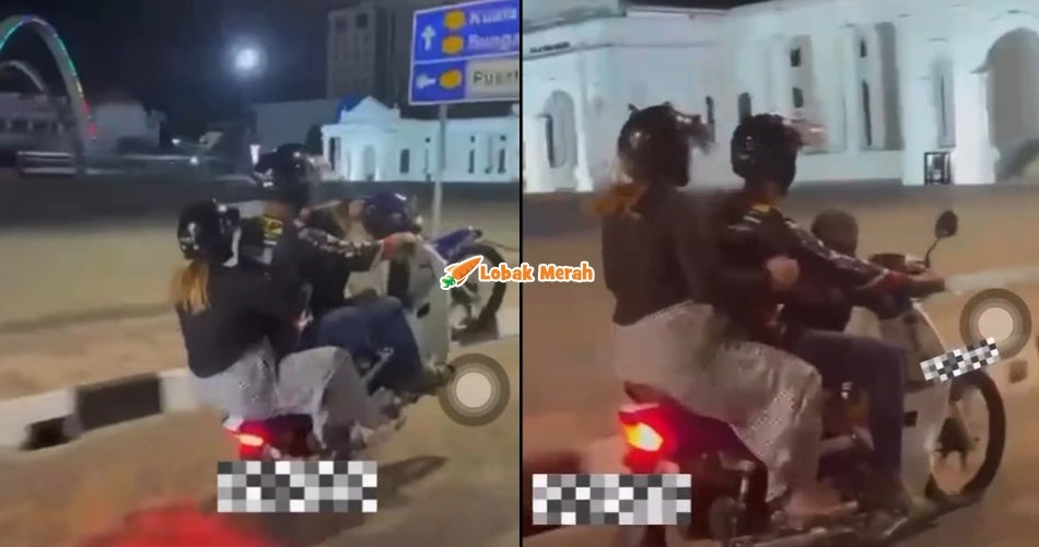 Tindakan Lelaki Merempit Sambil Bawa Anak Bini Atas Motor Undang Kecaman Netizen